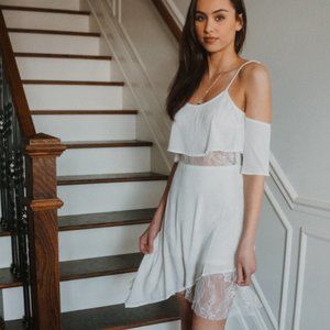 Cold shoulder asymmetrical hem dress